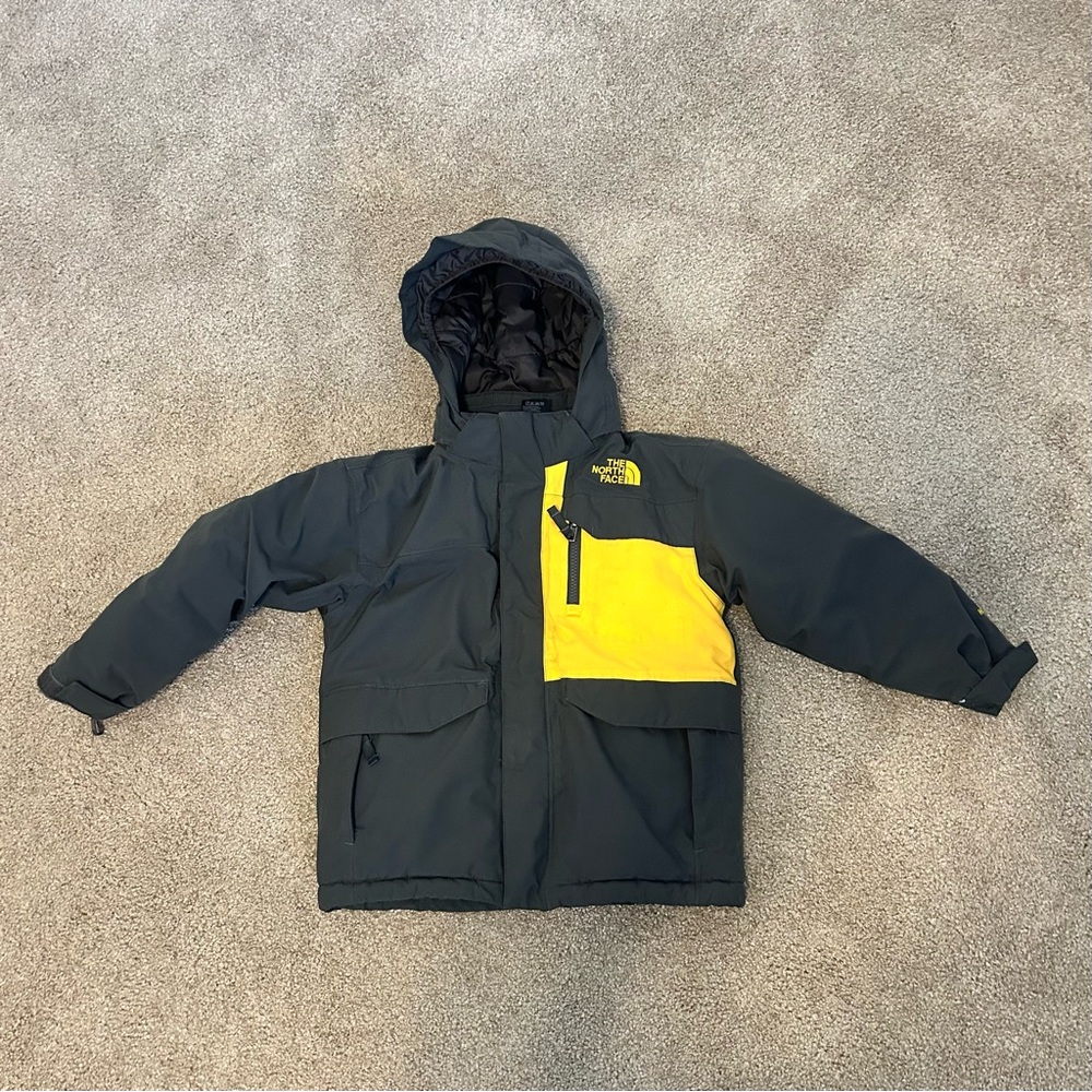 The North Face Youth Black and Yellow Hooded Jacket